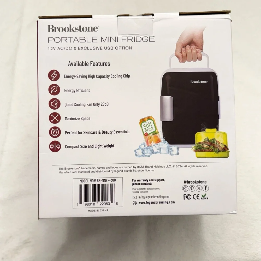 Brookstone Portable Mini Fridge 4L Hot & Cold Beauty Skincare Cooler NWT